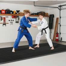 10x5 Ft Wrestling Mat, Martial Arts Thick Mat For Home Gym Workouts Exercise, Waterproof PVC Roll-Up Training Mats For Gymnastics, Tatami, Jiu Jitsu BJJ MMA Judo, Boxing, Black - 10x5英尺 - 查看 1