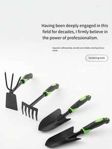 一套园艺手工具 - [窄铲/宽铲/耙子] - 符合人体工学的手柄设计 - 适用于：植物养护、盆栽、园艺礼品、寻宝、海滩拾荒、露营、室内外使用。特点：防滑、精致、耐用、优雅。