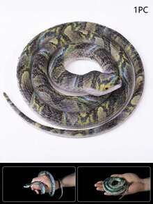 1pc Realistic Soft Rubber Snake Prop, Vivid Patterned Python Design, Scary Animal Snake Toy, Flexible & Washable, Halloween Party Gag Gift, Christmas Present