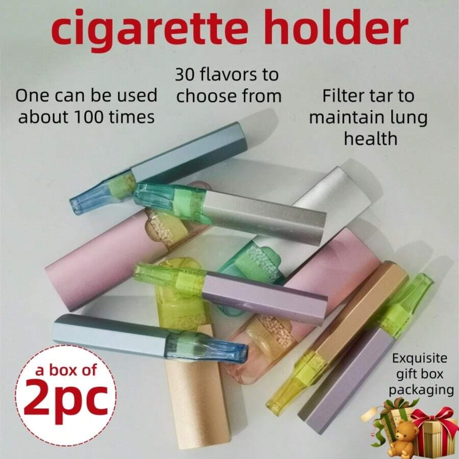 Wthen 2 piezas/Caja Filtros de cigarrillo con sabor a fruta, desodoriza, refresca el aliento, esencial para el hogar, fiestas, citas, regalo, portátil, accesorio de fumar asequible, alternativa al cigarrillo electrónico, decoración de habitaciones - Multicolor - Ver 1