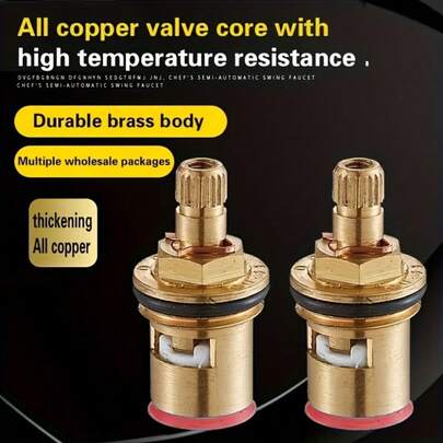 红/蓝水龙头阀芯，含螺丝，洗衣机维修配件，防漏耐用，易于安装，适用于厨房和浴室，可替换原装产品，家用物品，附带使用说明。