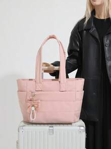 Women's Tote Bag, Lightweight Fluffy Handbag, Suitable For Travel, Work, Beach, Gym, Shopping - Pink - View 5