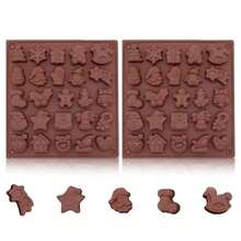 1 件 25 腔圣诞硅胶模具，不粘巧克力果冻蛋糕烘焙模具圣诞树姜饼男士圣诞老人圣诞节圣诞装饰品圣诞睡衣圣诞礼物圣诞装饰 - 彩色 - 查看 11