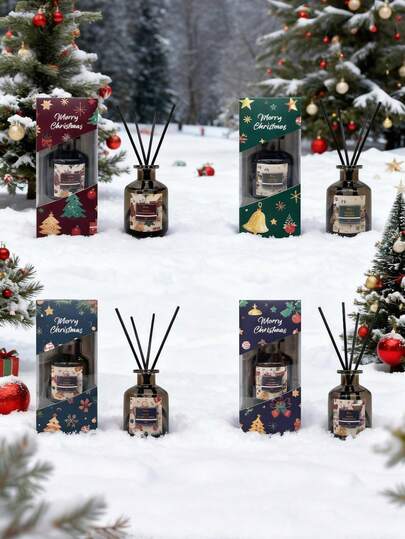 1pc Christmas Aromatherapy Diffuser Set - Flameless Diffuser Sticks, Decorative Accessories,Four Fragrance Types Frozen Snow Realm,Berry Christmas Party,Reindeer Sled Bell,Hot Red Wine Fragrant Song - Home Decor, Desktop Ornament - Perfect For Christmas, Halloween, Thanksgiving, Easter, Decorations And Gifts - Ideal For Home Perfume