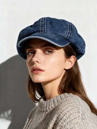 1 pieza Gorra de béisbol para mujer, Gorra de mezclilla vintage, Boina casual versátil, Adecuada para primavera y otoño