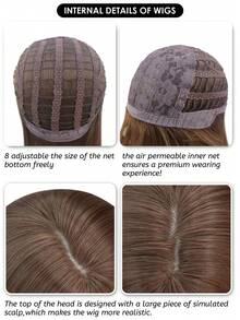 alicegarden 1 Synthetic Heat-Resistant Wig With Bangs, Brown Long Straight Wig, 30 Feet Long, Made Of Fiber, Suitable For Daily Use, Natural Simulation Wig