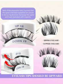 MAANGE 1 Set CC Curling Magnetic Eyelashes Kit, Includes Magnetic Clips, Cat Eye Shape, Natural & Realistic, Reusable, Strong Magnetic Adsorption, Round Magnetic, Portable, Faux Mink Material, Suitable For Daily Wear, Waterproof, No Eyelash Glue Required - Spiky Manga Lashes - View 9