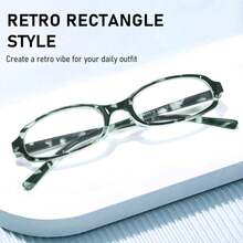 HYCHIC Fashion Fake Glasses Non Prescription  Glasses For Women  Rectangle Office-Siren Y2K Frame - 紅色彩虹花相框 - 查看 4