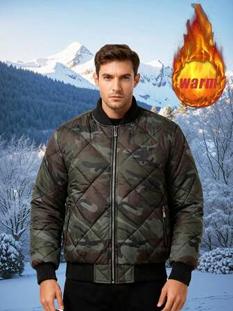 Men's Outdoor Stylish Camouflage Cotton Jacket For Autumn And Winter, Reversible, Suitable For Casual Wear, Sports, Hiking, Parties And Daily Use