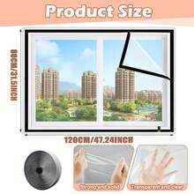 1 قطعة من مادة EVA سهلة الالتصاق، غشاء عازل للنوافذ شفاف سميك - منع التسرب، لاصق ذاتي، بدون حاجة للثقب - يحافظ على البرودة، مثالي لراحة المنزل في الشتاء