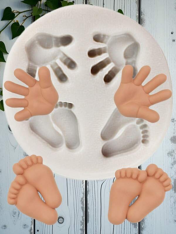 Baby Foot Silicone Mold Baby Hand Fondant Candy Molds Cake Decoration Cupcake Topper Candy Polymer Clay Gum Paste