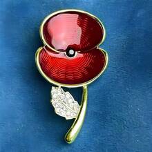 Strass-Kristall-Diamant-Mohn-Blumen-Brosche, Anstecknadel für den Remembrance Day in Großbritannien, Weihnachtsgeschenk