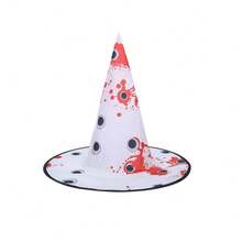 1 pieza Sombrero de bruja de Halloween con agujero de bala, ojo y decoración con manchas de sangre, sombrero de bruja de tema de fiesta de fantasía misteriosa y de terror lindo