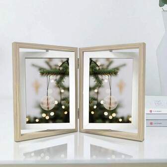 1 套时尚浅灰色 360° 旋转装饰相框，真玻璃，可展示多张 3.5 英寸 X5 英寸、4 英寸 X6 英寸、5 英寸 X7 英寸的照片，可水平或垂直放置，适用于客厅、书房、卧室、办公室、墙壁装饰，适用于万圣节、圣诞节、新年和其他重要节日（随机包含相纸）