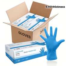 Blue Disposable Nitrile Gloves - Ultra Durable, Waterproof And Oil Resistant, Suitable Cleaning, Hair Dyeing, Pet Bathing, Non-Medical Use, 5 Mil Thickness, Powder-Material, Salon Use Gloves, Smooth Texture Gloves, Oil Resistant Gloves