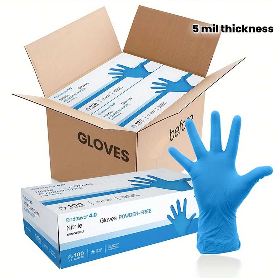 Blue Disposable Nitrile Gloves - Ultra Durable, Waterproof And Oil Resistant, Suitable Cleaning, Hair Dyeing, Pet Bathing, Non-Medical Use, 5 Mil Thickness, Powder-Material, Salon Use Gloves, Smooth Texture Gloves, Oil Resistant Gloves