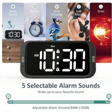 - Reloj despertador digital dual para recmara, fcil de instalar, 0 - atenuador, cargador, 5 sonidos de volumen ajustable, modo de da laboralfin de semana, repeticin, 1224 horas, - Negro - Blanco Led - Ver 5