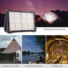 1/2pcs Outdoor Solar Powered Lighting Lamp, Portable LED Handheld Lamp With 144 LEDs, 8 Modes, Sturdy ABS Waterproof Housing, Suitable For Outdoor, Home, Travel, Camping, Fishing And Emergency Lighting, 3*1200mAh Rechargeable Battery For Long-Lasting Illumination, Supports Solar Charging, Type-C And USB Power Bank Charging, Compact Design, High-Quality Solar Power Bank, Essential For Hikers
