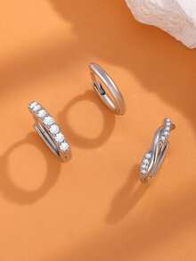 rakol 6件套闪亮优雅铜镀立方氧化锆耳环套装，适合日常佩戴和派对场合 - 款式9 - 查看 11