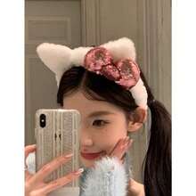 Tom's Cat Ear Plush Headband, S Casual Photo Hair Accessories, Headband With Bow, Polyester Fiber, Suitable For All Seasons Valentines,Hairband,Hair Hoop Headbands ,Head Piece - Nhiều màu - Xem 4