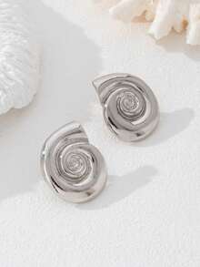 1 Paar modische metallische spiralförmige Muschel Ohrstecker für Frauen