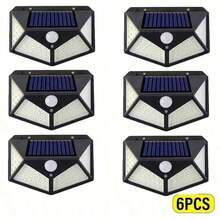 2 件/4 件/6 件 100-LED 太阳能壁灯（3 种模式）多功能防水户外花园装饰太阳能灯，带运动传感器聚光灯的太阳能 LED 灯，适用于花园、栅栏、车库万圣节圣诞节感恩节礼物 - 黑色 - 查看 12