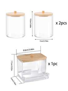 4 piezas Soporte para cosméticos, Organizador de cosméticos para baño, Caja de almacenamiento de maquillaje, Estante dispensador con tapa de bambú - Multicolor - Ver 15