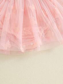 Fairy 1st Birthday Girl Outfit Tie-Up Tull Romper Dress With Butterfly Wings Cake Smash Photo Shoot Clothes - 粉色 - 查看 7