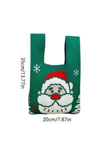 Pungi de Crăciun, Design la scară mică, Geantă mică tricotată cu model floral pentru purtat pe braț, Geantă de mână