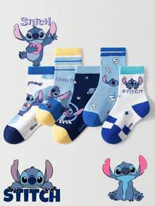 Disney 5 Pairs Stitch, Lilo & Cartoon Character Breathable Baby Socks, Suitable For Spring, Summer, Autumn, Winter, Suitable For School/Home Wear - Multicolor - View 12