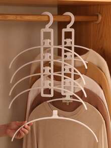 Five In One Multi-Layer Clothes Rack - Space Saving Anti Slip Foam Pad Clothes Rack, Household Clothes Hanging Rack - Detachable Multi-Layer Folding, No Trace Multi-Function Magic Hook, Space Saving Wardrobe Storage Artifact