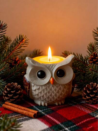 猫头鹰造型硅胶模具，烛台模具，香薰蜡烛艺术，香氛杯蜡饰，手工皂制作，可重复使用硅胶材料，工艺品制作，家居装饰及摄影道具DIY，贴心手工礼物