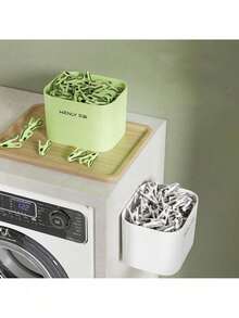 Pinza de ropa, pinza de ropa sin costuras, pinza fuerte para calcetines, cesta de almacenamiento para el hogar, suministros para dormitorio a prueba de viento y antideslizantes, artículos esenciales para el hogar (cesta de almacenamiento + pinza sin costuras con diseño de pavo real) - Multicolor - Ver 8