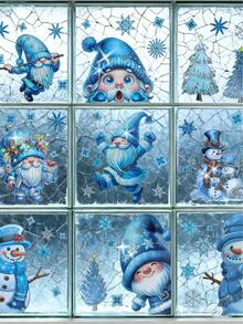 132 piezas Pegatinas navideñas de vinilo para ventanas, pegatinas de ventana con purpurina de gnomos y copos de nieve para vidrio, decoraciones navideñas para el hogar, fiestas navideñas, decoración de habitaciones, regalos navideños, decoración del hogar