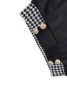 Quần ống loe đen thu đông nữ - Cạp chun họa tiết răng sói có nút kim loại, quần công sở phong cách retro - màu đen - Xem 5