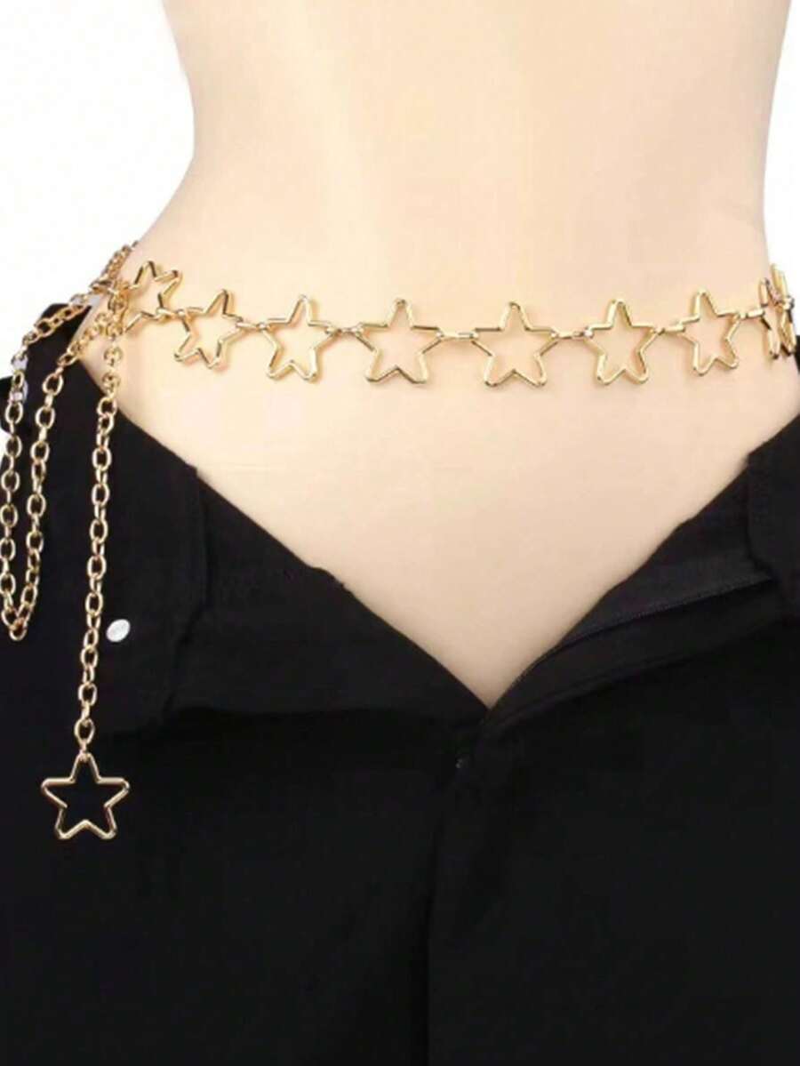 1pc Women's Street Style Copper Alloy Star Necklace - Gold - View 1