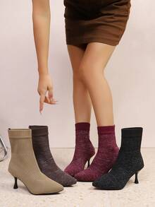 Jesień/zima 2025 Nowe luksusowe, szpiczaste, wysokiej klasy, bankietowe, elastyczne, wąskie, krótkie buty damskie na obcasie typu szpilka