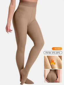 Women's Thermal Lined Faux Sheer Tights, High Waist Slimming Opaque Leggings, Anti-Pilling, Plus Size, Suitable For Winter Home And Casual Wear