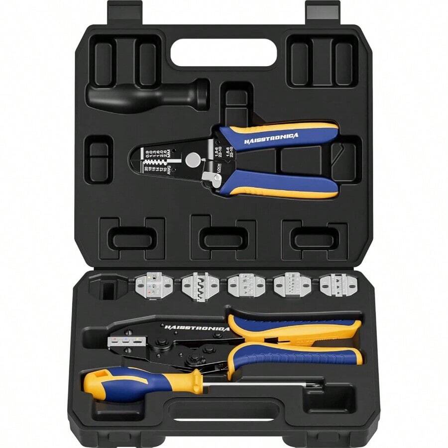 Crimping Heat Shrink Connectors - AWG 22 - 10 Ratchet Wire Terminal Crimper - Ratcheting Crimper Tools - Available Insulated Nylon Connectors And Electrical Wire Connectors - 8327 - 8件套壓接工具 - 查看 1