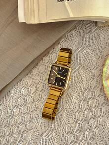 1 Pc New Fashionable Ladies Watch, Stylish & Simple, Luxury Style, Elegant & Versatile Quartz Bamboo Band Watch