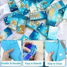 1 pieza Molde de resina para hacer dominó, Molde profesional de resina epoxi para dominó, Juego de molde de dominó de 28 piezas, Molde de silicona durable para hacer colgantes, pasteles y joyería DIY con dominó