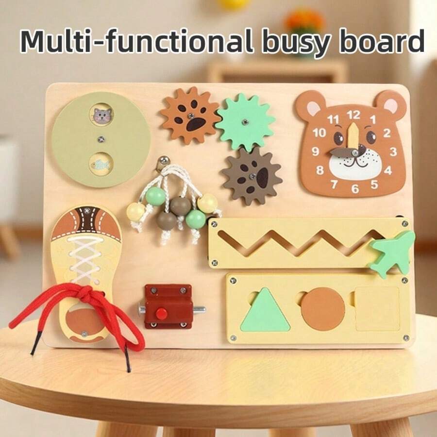 Tablero de actividades de madera multifuncional con circuitos, juguete educativo temprano de aprendizaje manual para niños