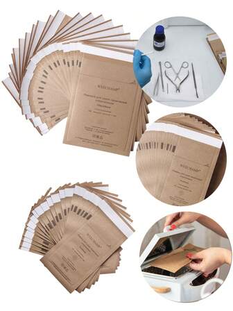 20Pcs Nail Sterilizer Manicure Bag Nail Art Tools Dry Heat Disposable Sterilization Disinfection Machine Kraft Bags Accessories,Nail Supplies,Nail Tools,Nail Art Tools,Back To School,Nails,Nail Tools For Press On Nails