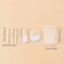 Conjunto de 6 pincéis de maquiagem para viagem, ideais para olhos, rosto e base. Mini pincéis cosméticos portáteis com cerdas macias de nylon e cabo de ABS. Essenciais para a volta às aulas.