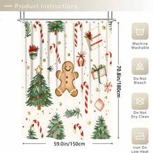 1/3/4pcs Wite Gingerbread For Man Christmas Tree Crutch Candy Shower Curtain Bathroom Set, Waterproof And Wear-Resistant Accessories,With 12 Hooks - Includes Toilet Seat Cover, Bath Mats, And Rugs - Non-Slip Polyester Fabric - Washable - Perfect For Holiday Decor,Home/Bedroom/House/Western Decor, - Multicolor - View 15
