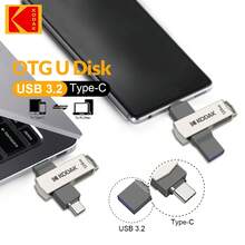 Ổ đĩa flash USB 3.2 Type-C Kodak 256GB 128GB 32GB, thẻ nhớ tốc độ cao đa năng, tương thích với điện thoại thông minh và máy tính xách tay. - Xám - Xem 9