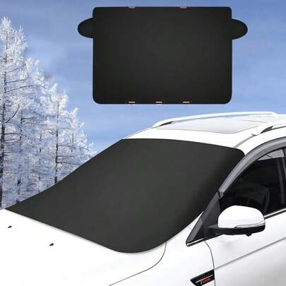 1 pieza Cubierta magnética mejorada para parabrisas - Protección contra el frío y el sol para todas las estaciones, tela de Oxford negro resistente para la mayoría de los automóviles/SUV/camiones, fácil de instalar, regalo de invierno