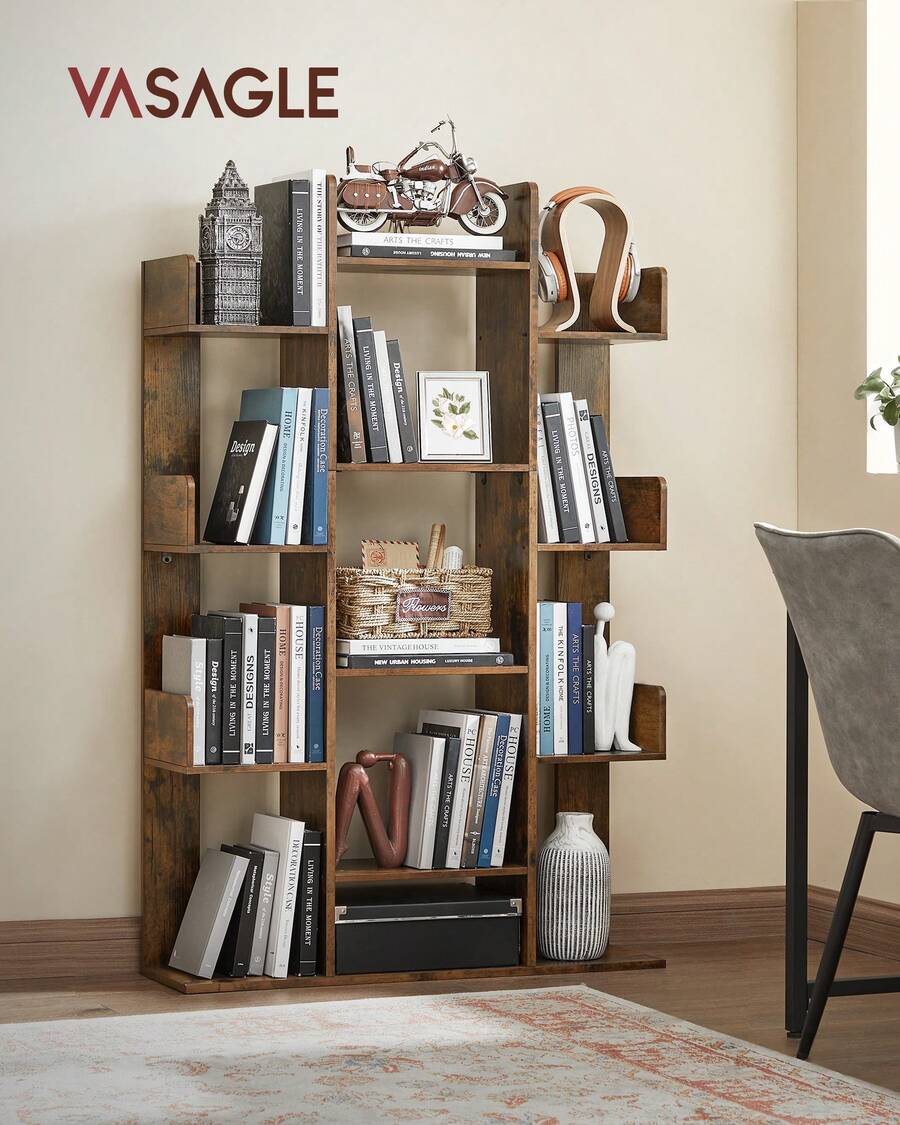 Tree-Shaped Bookcase with 13 Compartments - Vintage Braun - Übersicht 1