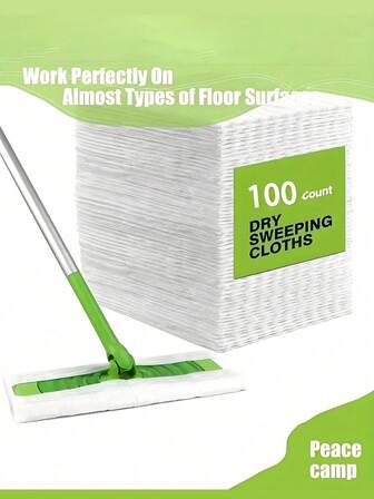 干扫布垫，与扫地机兼容 - 一次性除尘器替换装拖把垫，用于地板拖地和清洁，加厚一次性静电除尘纸，一次性拖地布，除尘布