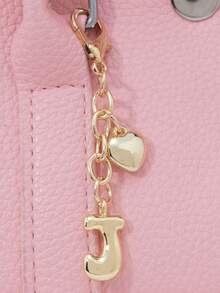 1pc A-Z Gold Bubble Letter Charm, 3D Heart Decor, Suitable As Keychain, Ring, Bag Charm, Backpack Hanger, Car Pendant, Great For Shopping, Beach, Camping, Wallet And Handbag, Ideal Gift For Ladies, Friends And Students, Fashionable Creative Design, Perfect For Birthday And Christmas - Golden Heart - View 12